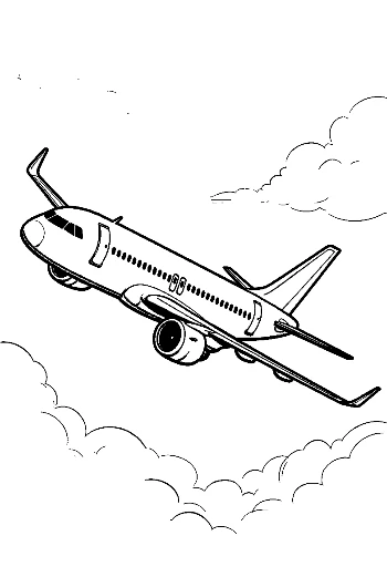 Airbus Passenger Plane Banking Through Clouds