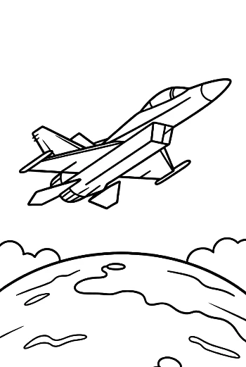 Combat Aircraft Soaring Over the Curve of the Planet Printable