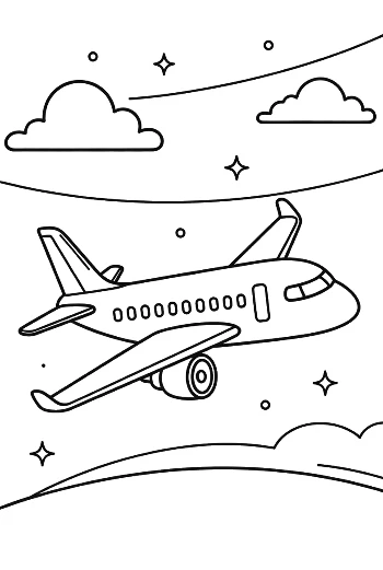 Commercial Airplane Soaring Through a Cloudy Sky Printable