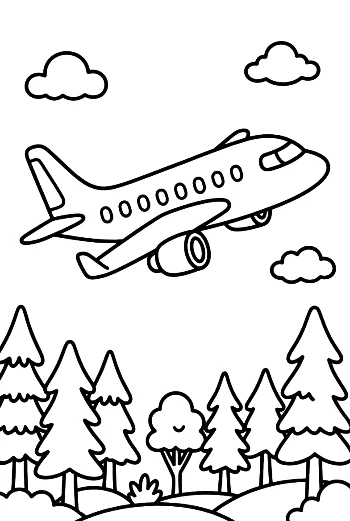 Einfache Passagierflugzeug-Malvorlage zum Ausdrucken