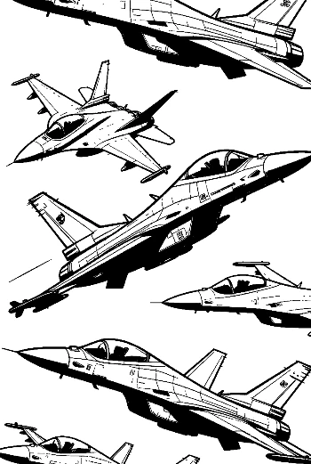 Fleet of Sleek Fighter Jets in Formation