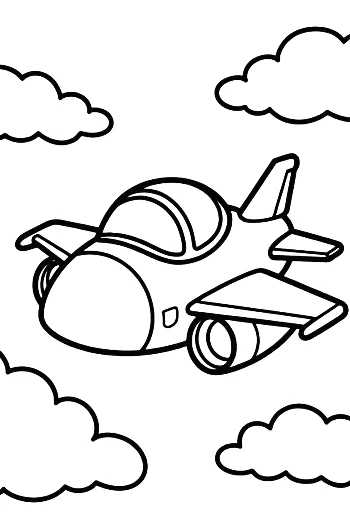 Happy Little Fighter Jet Character with Big Eyes Printable