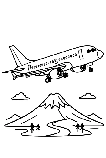 Jet Airliner Soaring Above a Snow-Capped Mountain Printable