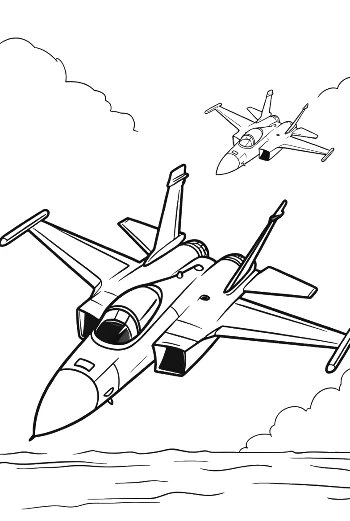Lead Fighter Jet Guiding Others Through the Sky Printable