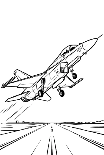 Modern Military Plane Preparing for Lift Off at Sunset Printable