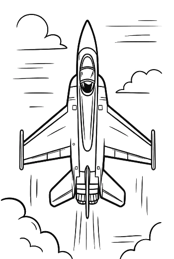 Modern Supersonic Fighter Jet Soaring Vertically Line Art Printable