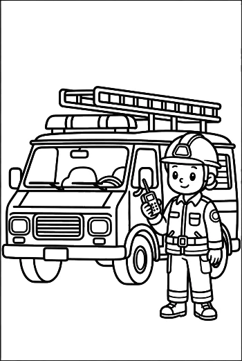 Rescue Van Equipped with Gear and a Brave Technician Printable