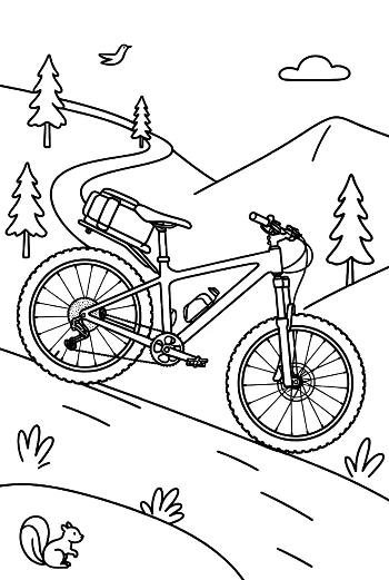 Adventure Mountain Bike on a Scenic Downhill Slope Printable