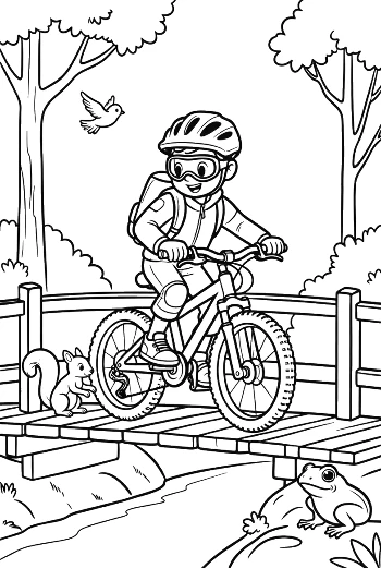 Easy Mountain Bike Coloring Page Printable