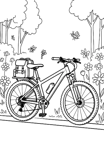 High Performance Mountain Bike in the Woods Printable