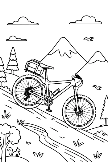 Mountain Bike Parked Overlooking a Vast Valley Printable