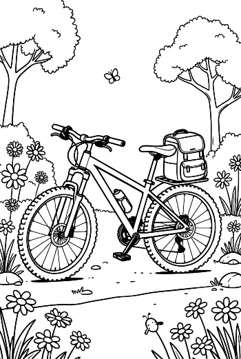 Rugged Mountain Bicycle on a Winding Country Road Printable