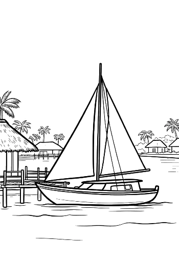 Easy Sailboat to Color Printable