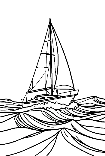 Sailboat Gliding Through Ocean Waves