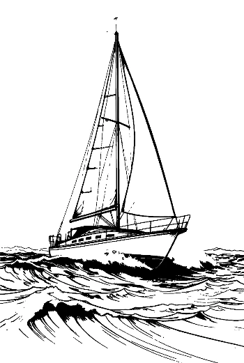 Sailboat Gliding Through Rough Waves