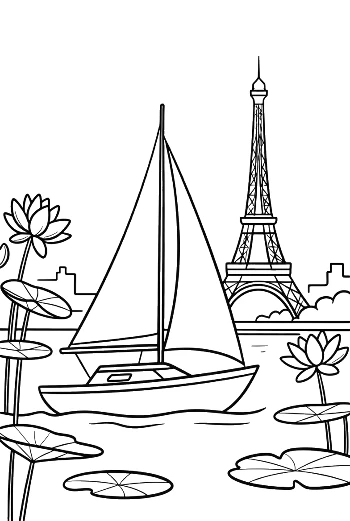 ล่องเรือในปารีสผ่านหอไอเฟลและดอกลิลลี่ พิมพ์ได้