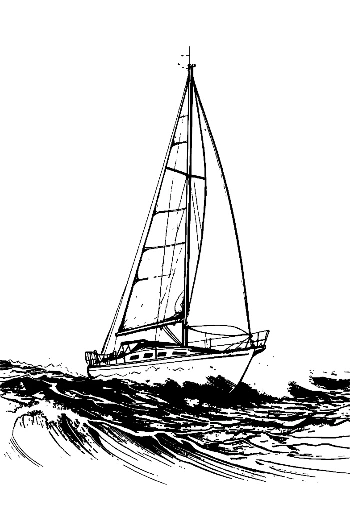Sleek Sailboat Gliding Through Choppy Waves