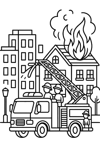 Süßes Feuerwehr-Ausmalbild zum Drucken