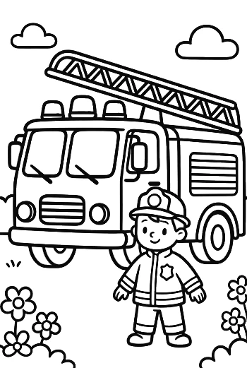 Free Fire Engine to Color Printable