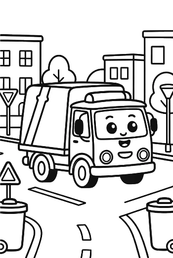 Download Recycling Truck to Color Printable
