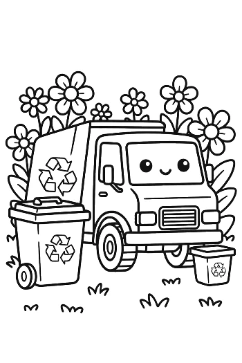 Friendly Recycling Truck with a Recycling Bin Buddy Printable
