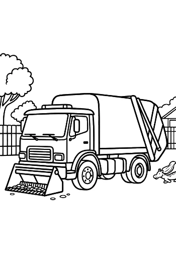 Heavy Duty Recycling Truck on a City Route Printable