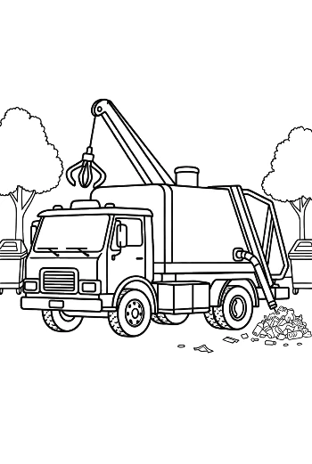 Industrial Recycling Truck with Mechanical Crane Arm Printable