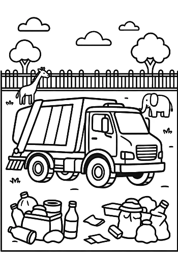 Recycling Truck at a Full Community Waste Site Printable