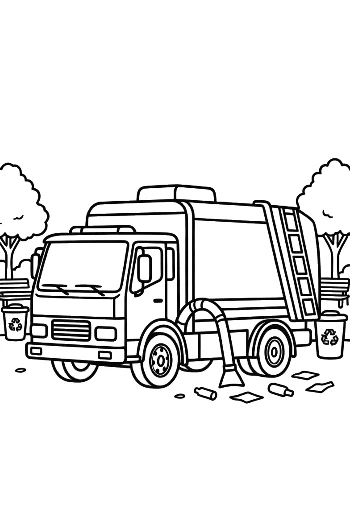 Recycling Truck Coloring Page Printable