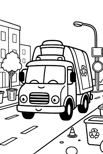 Recycling Truck to Color Printable