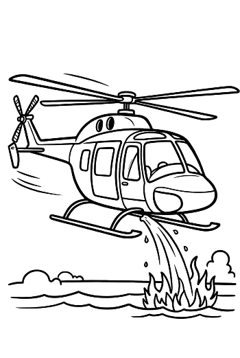Aerial Firefighting Helicopter in Action Scene Printable