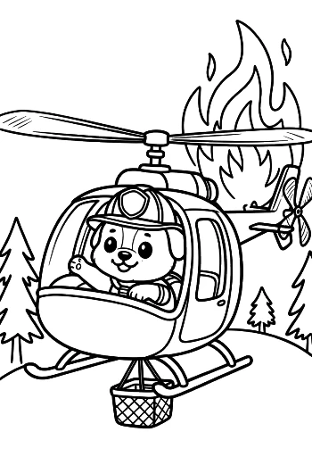 Bear Rescue Pilot Flying Over the Forest Printable