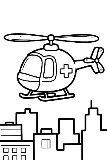 City Emergency Helicopter Near Skyscrapers Printable