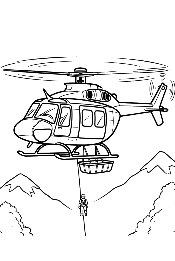 Cute Rescue Chopper to Color Printable