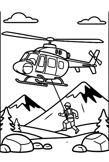 Emergency Chopper Landing in Mountainous Terrain Printable