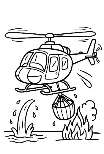 Emergency Helicopter Extinguishing Wildfire Flames Printable