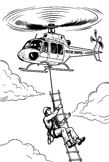 Rescue Chopper Lowering Climber