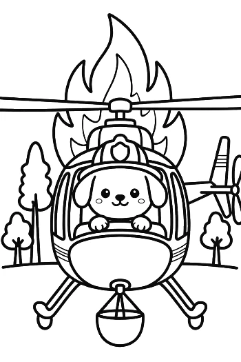 Rescue Helicopter Fighting Forest Fire with Water Printable