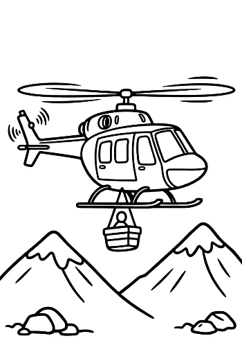 Rescue Helicopter Flying High in the Mountains Printable