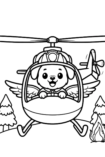 Teddy Bear Aviator in Rescue Chopper Flight Printable