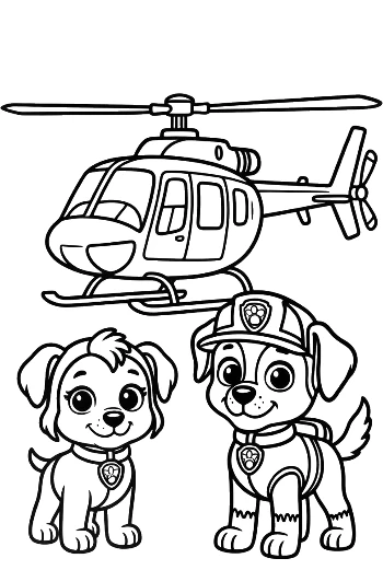 Two Heroic Rescue Pups and Their Helicopter Printable