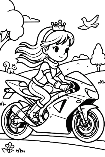 Cute Sport Bike to Color Printable