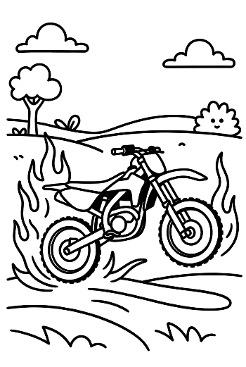 Dirt Bike Speeding Through Muddy Rural Path Printable