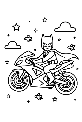Hero Character Speeding on a Sport Bike Coloring Page Printable