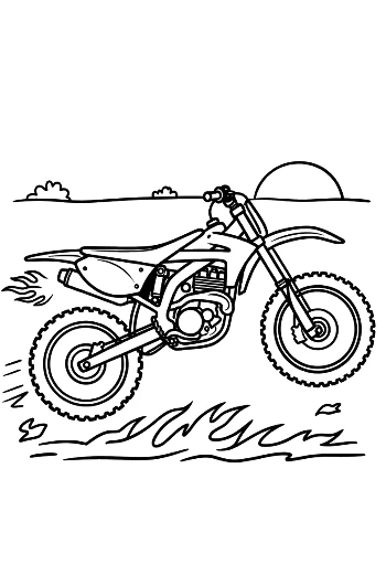 Stunt Rider Balancing Dirt Bike on Rear Wheel Printable