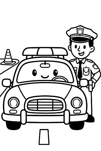 Cute Police Cruiser Coloring Sheet Printable