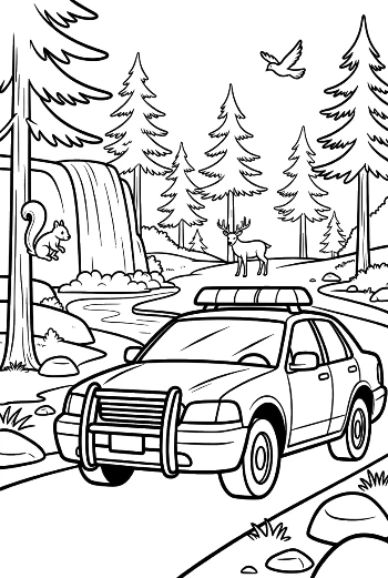 Easy Police Cruiser Coloring Sheet Printable