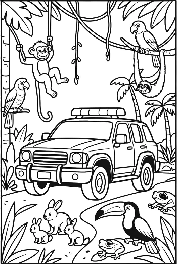Off-Road Police Cruiser in Deep Forest Printable