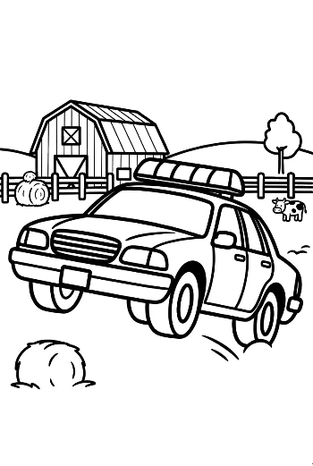 Police Cruiser Responding to Farm Emergency Printable