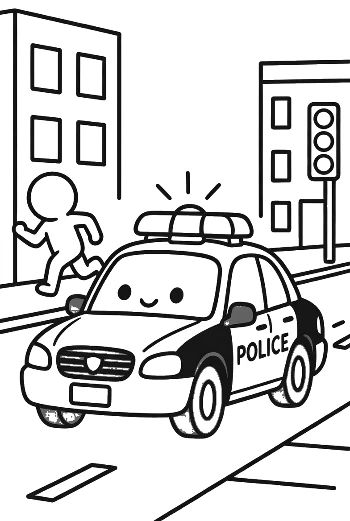 Police Patrol Car on Duty in Urban Area Printable